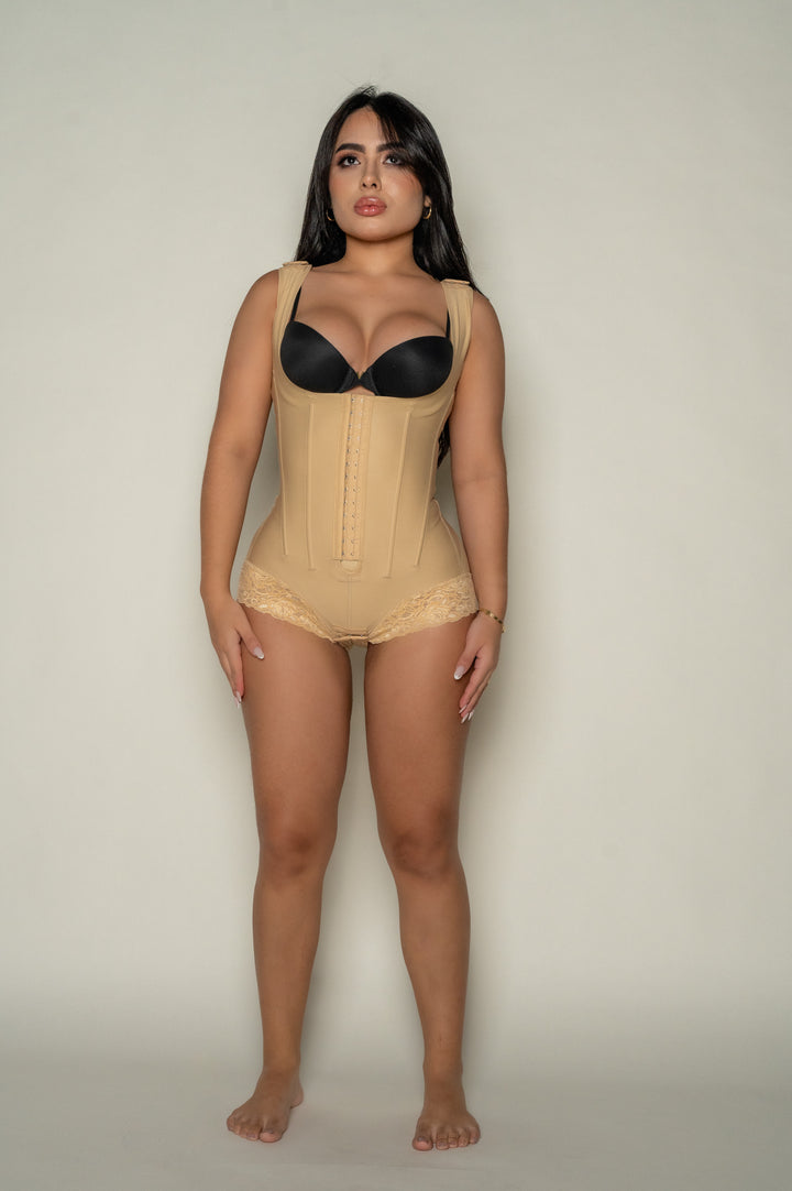 Lace Hip Hugger Faja – Full Compression Bodysuit with Hook Closure - corsetno1