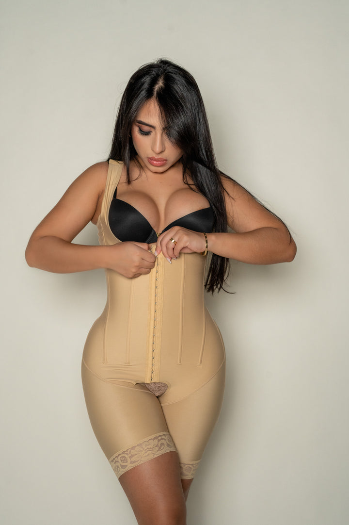 Sculpt & Snatch Faja – Mid-Thigh Full Compression Bodysuit - corsetno1