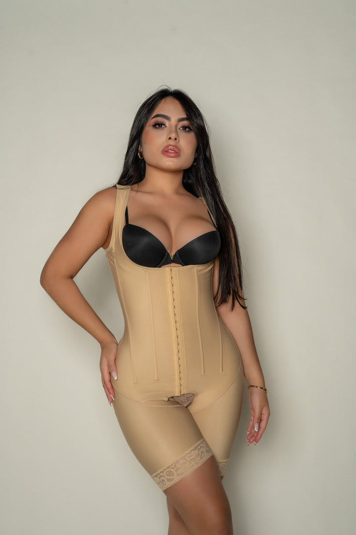 Sculpt & Snatch Faja – Mid-Thigh Full Compression Bodysuit - corsetno1