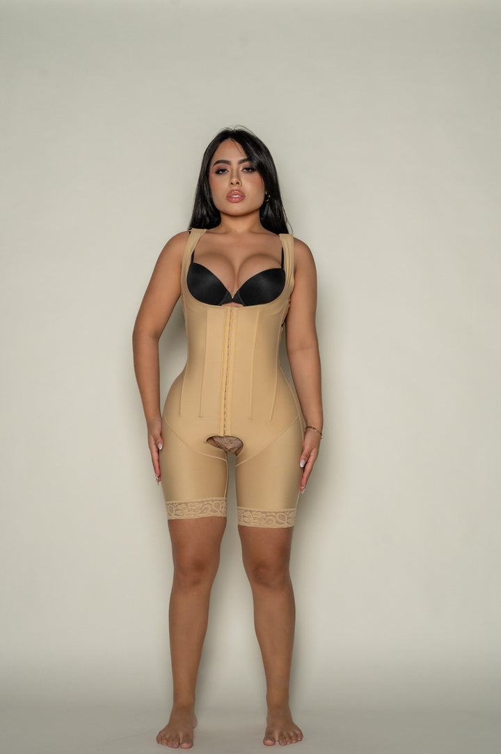 Sculpt & Snatch Faja – Mid-Thigh Full Compression Bodysuit - corsetno1